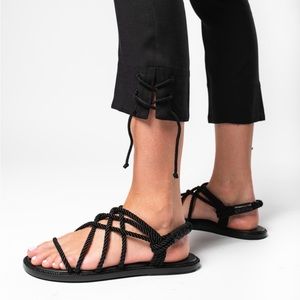 Ann Demeulemeester italian black tucson nero cord leather woven sandals
